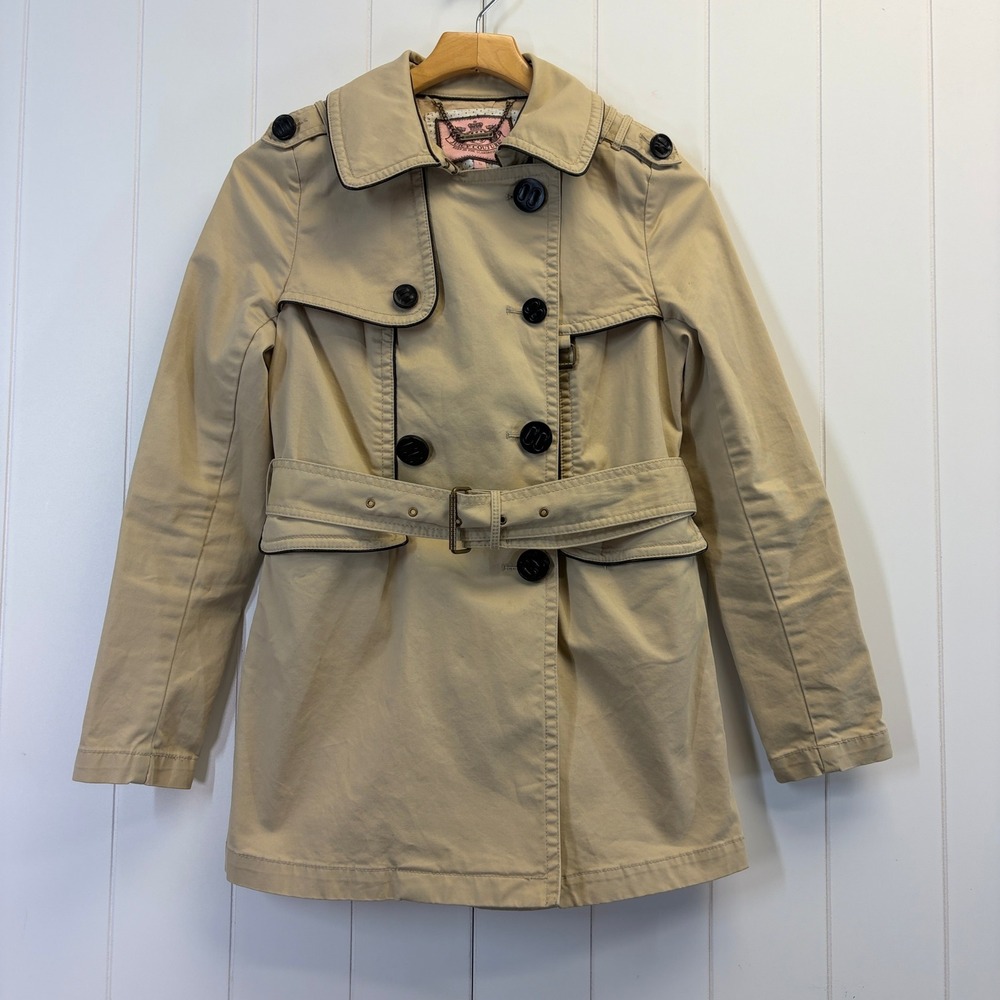Juicy Couture Y2K Dark Academia Double Breasted Pea Coat Women Size S Minimalist